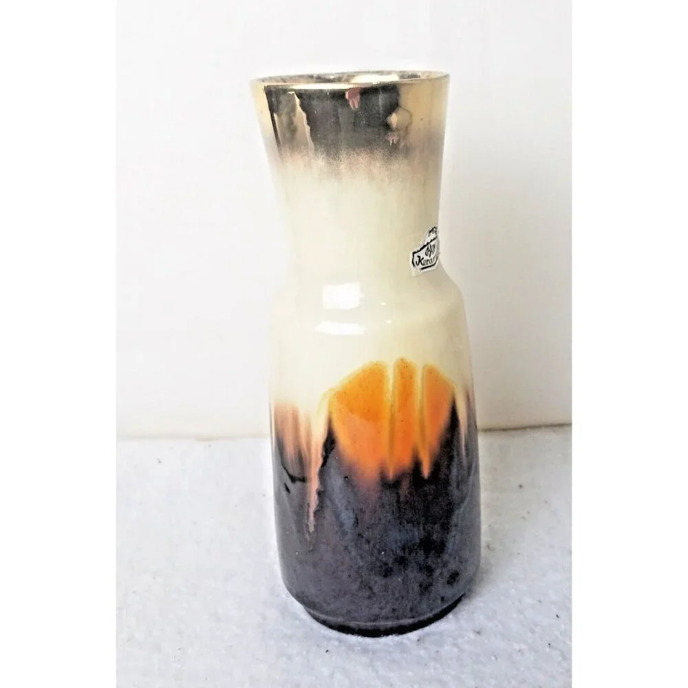 Vase W Germany Bay Keramik 60's brown orange metallic gold‎ Mid century 267 20